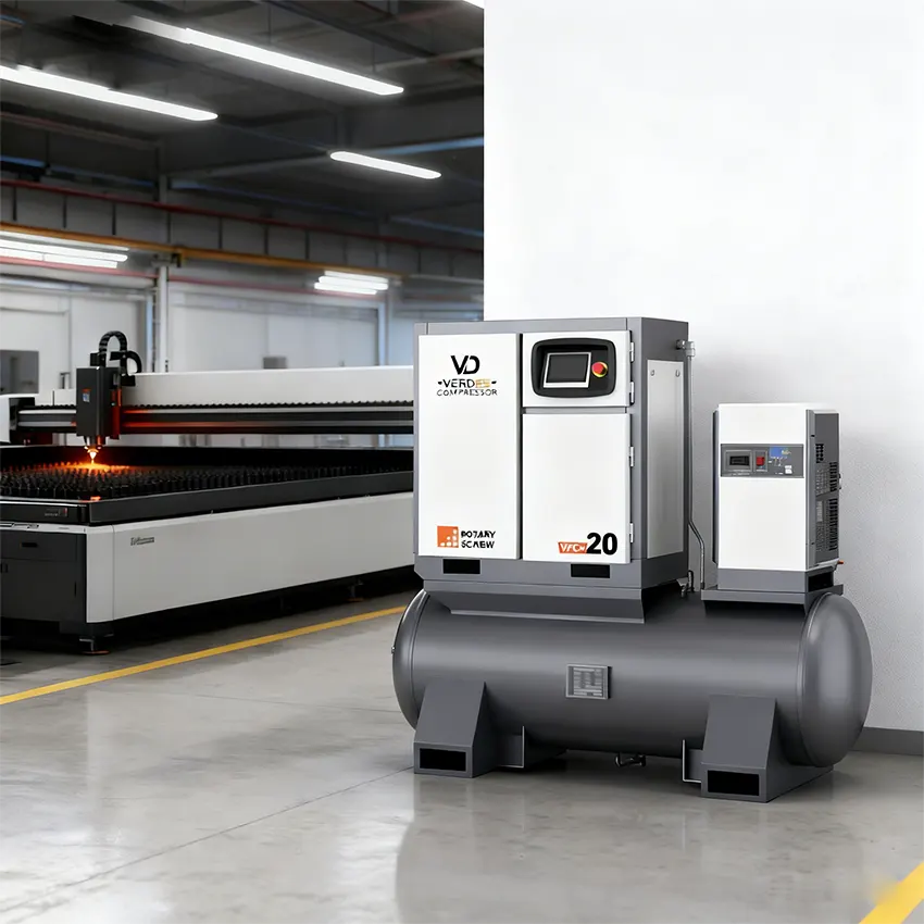 Air compressor for laser cutting machine providing stable high pressure air for metal cutting