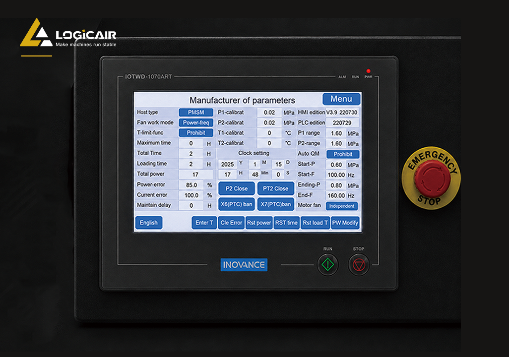 LOGICAIR Compressor Innovance 1070 panel Language Change