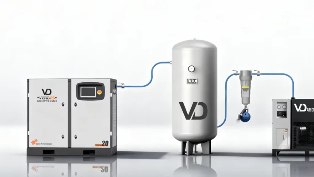 VD Compressor Industrial Air Compressor Installation Guide: Piping, Tank, Air Dryer, Filters and Safety Tips