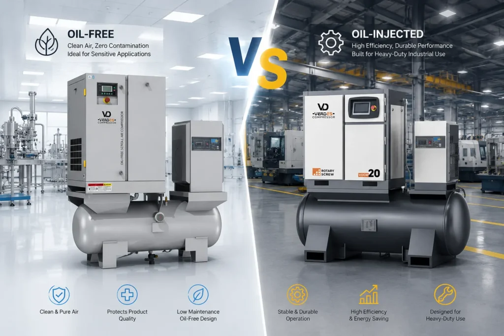 oil-free vs oil-injected air compressors comparison