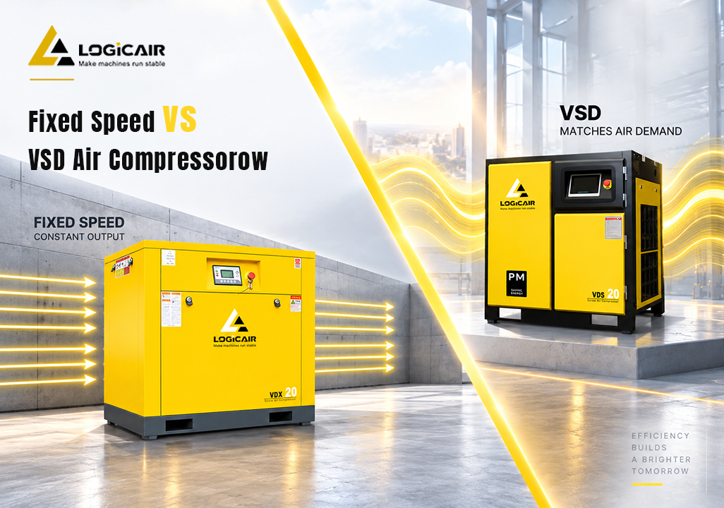 Fixed speed vs VSD screw air compressor comparison by LOGICAIR